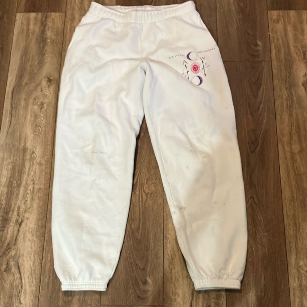 White Joggers with Elastic Cuffs and Relaxed Fit